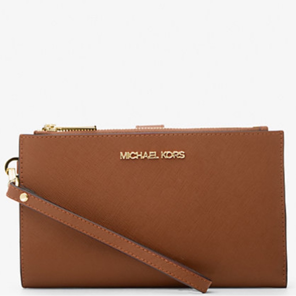 Michael Kors Tan Wristlet Wallet With Phone Pocket